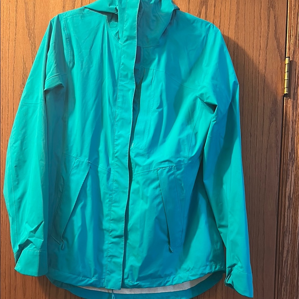 Duluth Trading Stash Factor Stretch Teal Rain Jacket S